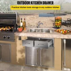 Outdoor Kitchen Drawers 30 In. W X 10 In. H X 20 In. D Double BBQ Access Drawers With Handle BBQ Island Drawers -Vevor vevor outdoor kitchen drawers ctg30x10x20000001v0 c3 1000