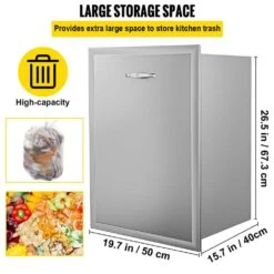 19.7 In. W X 26.5 In. H Outdoor Kitchen Drawers Stainless Steel With Trash Bag Ring Pull Out Access Drawer -Vevor vevor outdoor kitchen drawers ctgljctgdth000001v0 4f 1000