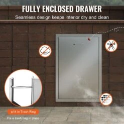 19.7 In. W X 26.5 In. H Outdoor Kitchen Drawers Stainless Steel With Trash Bag Ring Pull Out Access Drawer -Vevor vevor outdoor kitchen drawers ctgljctgdth000001v0 fa 1000