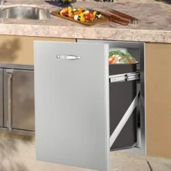 17.7 In. X 22.8 In. Outdoor Kitchen Drawers Stainless Steel Trash Drawer With Handle For Outdoor Kitchen BBQ Island -Vevor vevor outdoor kitchen drawers ctgshgljctg000001v0 31 1000
