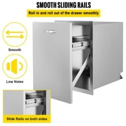 17.7 In. X 22.8 In. Outdoor Kitchen Drawers Stainless Steel Trash Drawer With Handle For Outdoor Kitchen BBQ Island -Vevor vevor outdoor kitchen drawers ctgshgljctg000001v0 44 1000