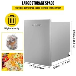 17.7 In. X 22.8 In. Outdoor Kitchen Drawers Stainless Steel Trash Drawer With Handle For Outdoor Kitchen BBQ Island -Vevor vevor outdoor kitchen drawers ctgshgljctg000001v0 4f 1000