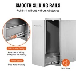 13.6 In. W X 26 In. H X 19.3 In. D Lower Sliding Rails Stainless Steel Outdoor Kitchen Trash Drawer With Handle -Vevor vevor outdoor kitchen drawers ctgxhgljg00000001v0 44 1000