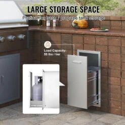 13.6 In. W X 26 In. H X 19.3 In. D Lower Sliding Rails Stainless Steel Outdoor Kitchen Trash Drawer With Handle -Vevor vevor outdoor kitchen drawers ctgxhgljg00000001v0 4f 1000