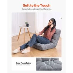 Floor Chair, Recycled Foam Folding Sofa Chair With 14 Adjustable Positions, Floor Chair With Back, Gray Plastic -Vevor vevor outdoor lounge chairs dbyetkwfs000sceo3v0 4f 1000