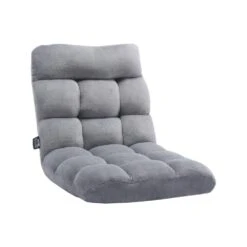 Floor Chair, Recycled Foam Folding Sofa Chair With 14 Adjustable Positions, Floor Chair With Back, Gray Plastic
