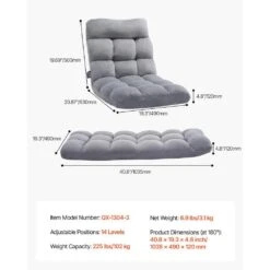 Floor Chair, Recycled Foam Folding Sofa Chair With 14 Adjustable Positions, Floor Chair With Back, Gray Plastic -Vevor vevor outdoor lounge chairs dbyetkwfs000sceo3v0 76 1000