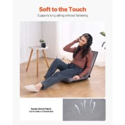 Floor Chair, 6-Position Adjustable Meditation Chair With Back Support, Folding Sofa Chair, Portable Lounge Chair -Vevor vevor outdoor lounge chairs dbyqbkwfs000dd52cv0 4f 1000