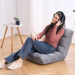 Floor Chair, Recycled Foam Folding Sofa Chair With 14 Adjustable Positions Floor Chair With Back Support Plastic Gray -Vevor vevor outdoor lounge chairs dbywfscgk000ordfav0 31 1000