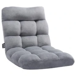 Floor Chair, Recycled Foam Folding Sofa Chair With 14 Adjustable Positions Floor Chair With Back Support Plastic Gray