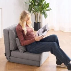 Convertible Flip Chair, 5-Position Adjustable Floor Lazy Sofa, Folding Sofa Bed Chair For Room Bedroom, Gray Plastic -Vevor vevor outdoor lounge chairs dbyzdckwfs00jugs1v0 31 1000