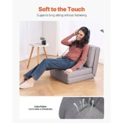 Convertible Flip Chair, 5-Position Adjustable Floor Lazy Sofa, Folding Sofa Bed Chair For Room Bedroom, Gray Plastic -Vevor vevor outdoor lounge chairs dbyzdckwfs00jugs1v0 4f 1000