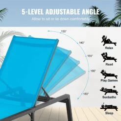 Chaise Lounge Chair Outdoor, Aluminum Patio Lounge Chair With Adjustable 5-Position, Folding Pool Lounge Chair, Blue -Vevor vevor outdoor lounge chairs jstygdtylskzk6allv0 44 1000