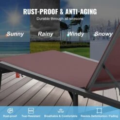 Chaise Lounge Chairs Outdoor, Aluminum Patio Lounge Chairs With Adjustable 5-Position, Folding Chairs, Brown, 2-Piece -Vevor vevor outdoor lounge chairs jstygdtyzskz22e76v0 4f 1000