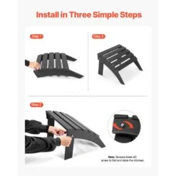 Adirondack Ottoman, 18. 7L X 19. 7W X 13H In. HDPE Plastic Folding Adirondack Ottoman, Weather-Resistant Foot Rest -Vevor vevor outdoor lounge chairs kzdadldkttbpjarztv0 1f 1000