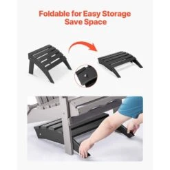 Adirondack Ottoman, 18. 7L X 19. 7W X 13H In. HDPE Plastic Folding Adirondack Ottoman, Weather-Resistant Foot Rest -Vevor vevor outdoor lounge chairs kzdadldkttbpjarztv0 4f 1000