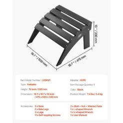 Adirondack Ottoman, 18. 7L X 19. 7W X 13H In. HDPE Plastic Folding Adirondack Ottoman, Weather-Resistant Foot Rest -Vevor vevor outdoor lounge chairs kzdadldkttbpjarztv0 76 1000