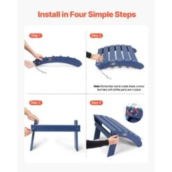 Adirondack Ottoman Set Of 2,18. 7L X 18. 9W X 13. 8H In. HDPE Plastic Folding Adirondack Ottoman, Weather-Resistant -Vevor vevor outdoor lounge chairs kzdadldkttqp1rt1qv0 1f 1000