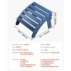 Adirondack Ottoman Set Of 2,18. 7L X 18. 9W X 13. 8H In. HDPE Plastic Folding Adirondack Ottoman, Weather-Resistant -Vevor vevor outdoor lounge chairs kzdadldkttqp1rt1qv0 76 1000