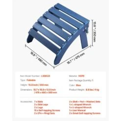 Adirondack Ottoman, 18. 7L X 18. 9W X 13. 8H In. HDPE Plastic Folding Adirondack Ottoman, Weather-Resistant Footrest -Vevor vevor outdoor lounge chairs kzdadldkttqpvxcayv0 76 1000