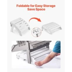 Adirondack Ottoman, 17. 7L X 19. 7W X 13. 8H In. HDPE Plastic Folding Adirondack Ottoman, Weather-Resistant Foot Rest -Vevor vevor outdoor lounge chairs kzdadldkttqpz41h0v0 4f 1000