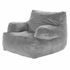 Bean Bag Chair, Plastic, Bean Bag Sofa Chair, High-Density Foam Filling, Outdoor Rocking Chair With Cushion, Grey