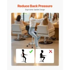 Saddle Stool With Back Support, 450 LBS. Capacity, Height Adjustable Plastic Outdoor Rocking Chair With Cushion, Black -Vevor vevor outdoor rocking chairs madhsjsmadykgssywv0 44 1000