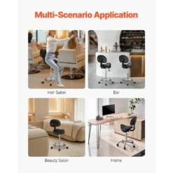 Saddle Stool With Back Support, 450 LBS. Capacity, Height Adjustable Plastic Outdoor Rocking Chair With Cushion, Black -Vevor vevor outdoor rocking chairs madhsjsmadykgssywv0 fa 1000