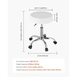 Round Rolling Stool Chair With Wheels, 450 Lbs. Capacity, Adjustable Plastic Outdoor Rocking Chair With Cushion, White -Vevor vevor outdoor rocking chairs ydbsnlyxwkbwsd2puv0 76 1000