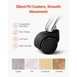 Rolling Stool With Wheels, 450 Lbs. Weight Capacity, Height Adjustable Plastic Outdoor Rocking Chair With Cushion, Black -Vevor vevor outdoor rocking chairs ydhsjsyx450lg193dv0 44 1000