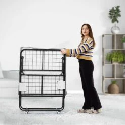 Rollaway Bed, Black Metal Frame, Outdoor Rocking Chair With White Cushion, 31 X 75 In. Folding Bed With 5 In. Mattress -Vevor vevor outdoor rocking chairs zdc31yc5inchysffmv0 31 1000