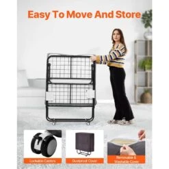 Rollaway Bed, Black Metal Frame, Outdoor Rocking Chair With White Cushion, 31 X 75 In. Folding Bed With 5 In. Mattress -Vevor vevor outdoor rocking chairs zdc31yc5inchysffmv0 44 1000