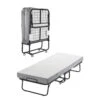 Rollaway Bed, Black Metal Frame, Outdoor Rocking Chair With White Cushion, 31 X 75 In. Folding Bed With 5 In. Mattress
