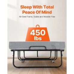 Rollaway Bed, Black Metal Frame, Outdoor Rocking Chair With White Cushion, 38 X 75 In. Folding Bed With 5 In. Mattress -Vevor vevor outdoor rocking chairs zdc38yc5inchtsrzyv0 4f 1000