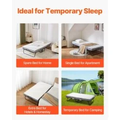 Rollaway Bed, Black Metal Frame, Outdoor Rocking Chair With White Cushion, 38 X 75 In. Folding Bed With 5 In. Mattress -Vevor vevor outdoor rocking chairs zdc38yc5inchtsrzyv0 fa 1000