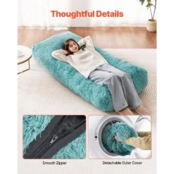 Bean Bag Chair, Plastic Giant Bean Bag Chair With Removable And Washable Cover, Outdoor Rocking Chair With Cushion, Blue -Vevor vevor outdoor rocking chairs zfkcrddy6672ifu2wv0 44 1000
