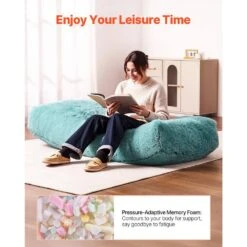 Bean Bag Chair, Plastic Giant Bean Bag Chair With Removable And Washable Cover, Outdoor Rocking Chair With Cushion, Blue -Vevor vevor outdoor rocking chairs zfkcrddy6672ifu2wv0 4f 1000