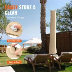 Patio Umbrella Cover, 9 Ft. O 12 Ft. Windproof, 420D Oxford Cloth, PU Coating 2000 UV Resistant Beige -Vevor vevor outdoor umbrella covers hws420dpu12ft67oiv0 44 1000