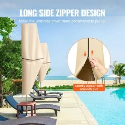 Banana Style Patio Umbrella Cover, Up To 13 Ft. Windproof, 420 D Oxford Cloth, PU Coating 2000, UV Resistant Beige -Vevor vevor outdoor umbrella covers hws420dpu13ftfe64v0 1f 1000