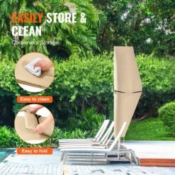 Banana Style Patio Umbrella Cover, Up To 13 Ft. Windproof, 420 D Oxford Cloth, PU Coating 2000, UV Resistant Beige -Vevor vevor outdoor umbrella covers hws420dpu13ftfe64v0 44 1000