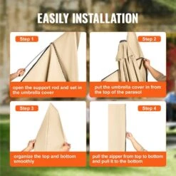 Banana Style Patio Umbrella Cover, Up To 13 Ft. Windproof, 420 D Oxford Cloth, PU Coating 2000, UV Resistant Beige -Vevor vevor outdoor umbrella covers hws420dpu13ftfe64v0 fa 1000