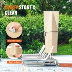 Patio Umbrella Cover, Up To 13 Ft. Windproof, 420D Oxford Cloth, PU Coating 2000, UV Resistant Beige -Vevor vevor outdoor umbrella covers hws420dpu13ftpjunv0 44 1000