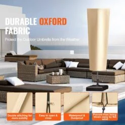 Patio Umbrella Cover, Up To 13 Ft. Windproof, 420D Oxford Cloth, PU Coating 2000, UV Resistant Beige -Vevor vevor outdoor umbrella covers hws420dpu13ftpjunv0 4f 1000