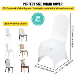 Chair Covers Polyester Spandex Chair Cover 50-Piece Stretch Slipcovers, White -Vevor vevor patio chair covers 50tgxbsyt00000001v0 1f 1000