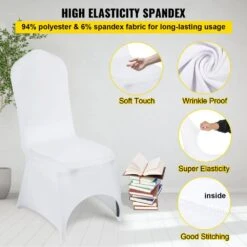 Chair Covers Polyester Spandex Chair Cover 50-Piece Stretch Slipcovers, White -Vevor vevor patio chair covers 50tgxbsyt00000001v0 4f 1000