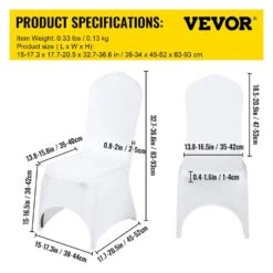 Chair Covers Polyester Spandex Chair Cover 50-Piece Stretch Slipcovers, White -Vevor vevor patio chair covers 50tgxbsyt00000001v0 76 1000