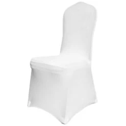 White Chair Covers Polyester Spandex Chair Cover Stretch Slipcovers Flat-Front Chair Covers (50-Pieces)