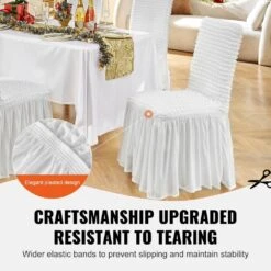 4 PCS, Universal Stretch Spandex Folding Chair With Skirt Removable Washable Protective Slipcovers, White -Vevor vevor patio chair covers ytbs4pcszkhb8ctn7v0 4f 1000