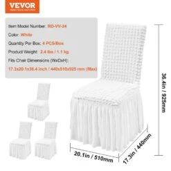 4 PCS, Universal Stretch Spandex Folding Chair With Skirt Removable Washable Protective Slipcovers, White -Vevor vevor patio chair covers ytbs4pcszkhb8ctn7v0 76 1000