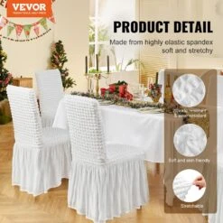 4 PCS, Universal Stretch Spandex Folding Chair With Skirt Removable Washable Protective Slipcovers, White -Vevor vevor patio chair covers ytbs4pcszkhb8ctn7v0 c3 1000